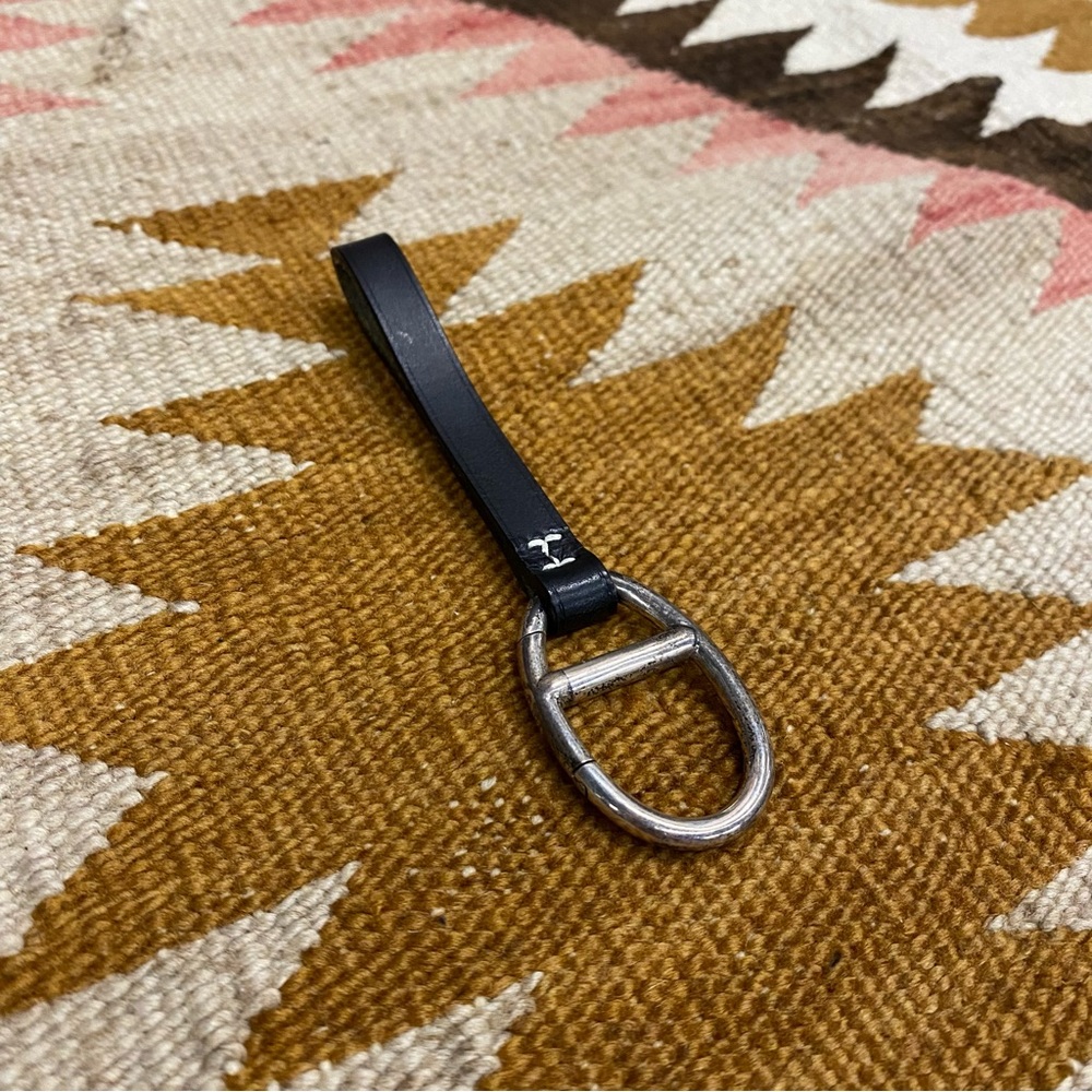 Vintage Hermes Leather Key Ring / Bag Charm